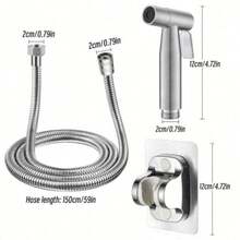 3pcs Stainless Steel Bidet Sprayer Set - Includes Hand Held Shower Head, Extension Hose And Wall Mount Bracket. Easy Installation Without Drilling. Suitable For Bathroom Toilet, Shower, Bathtub, Kitchen Sink, Hotel Washroom And More. Meets Personal Hygiene Needs, Convenient For Washing Clothes And Bedding. Also Applicable For Household Cleaning, Gardening And Pet Washing. An Ideal Bathroom Storage Solution. Designed Specifically For Homemakers, You'll Love It! - 3pcs Set - View 10