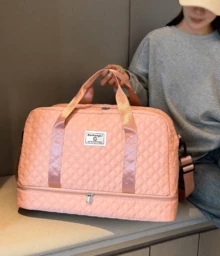 Solid Color Unisex Travel Luggage Zipper Tote Bag With Multi-Functional Independent Shoe Compartment, Large Capacity For Outdoor Activities, Lightweight Shoulder Bag Traveling Bag Travelling Organizer Outfit Airport Travel Clothes Travel Stuff Luggage Bag Christmas Gift Ideas Women Girls Xmas Gifts For Mum Birthday Gift Mom Friend Gym Bag Sport Bag Training Pack For Vacation Holiday Thanksgiving Day Thank You Gifts Travel Bag For Suitcase Overnight Bag Duffle Bag Weekend Bag Duffel Bag For Luggage Carry On Bag College Bag Luggage Bags Weekender Bag Hospital Bag Pink Winter Back To School Supplies - 粉色 - 查看 2
