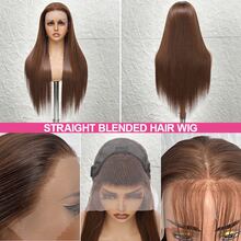 200% Density 13x6 13x4 5x5 Lace Front Wig, Brazilian Straight Brown #4 Mixed Human Hair Wig, 13x6 13x4 5x5 Lace Front Wig With Pre-Plucked Hairline And Baby Hair, Suitable For 8-34 Inches - Brown - View 3