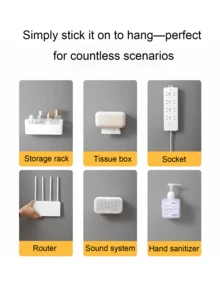 Plastic Power Strip Holder With Self-Adhesive Detachable Router Bracket, Suitable For Men And Women, No Drilling Outlet Organizer Rack, Applicable For Home And Office, Invisible Hanging Bracket, Suitable For Bedding, Bedside, Bed Frame, Room Essentials - Power Strip Fixing - View 7