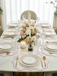 1-12pcs Embroidered Fabric Placemats, Easy To Clean, Wipe-Able, Non-Slip, Dining Table Mats, Holiday Wedding Party Decor, Suitable For Home, Restaurant, Dining Room Decoration, Home Goods - Multicolor - View 6