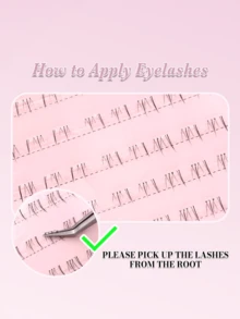 60片黑色下睫毛，自带胶水，自然妆效，可重复使用，单片J型分段式自粘假睫毛，超轻睫毛嫁接套装，无需胶水，适合化妆新手 - J - 查看 6