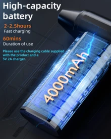 FOURQ Electric Compressed Air Duster, 130000RPM High-Speed Jet Fan Blower, Cordless Keyboard & PC Cleaner, Portable Mini Car Dryer & Snow Blower, Reusable Air Duster - Unique Gift For Men - White - View 8