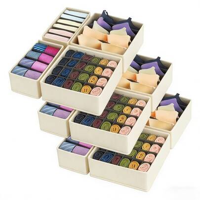 4 cajas de almacenamiento para cajones de bebé, organizadores de tela plegables para ropa interior, calcetines, juguetes, regalos para recién nacidos, contenedores de almacenamiento para volver a la escuela