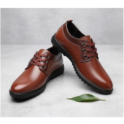 Zapatos de hombre de vestir elegantes confeccionados en cuero PU de alta calidad, calzado para hombre cómodo con cordones y suela suave antideslizante, zapatos de vestir hombre ideales para oficina y negocios, diseño juvenil de moda casual, transpirables y resistentes al desgaste para caballero.