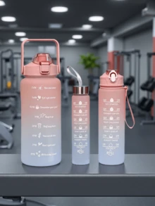 3件套哑光大容量吸管保温杯，耐热成人便携水壶，男士运动水壶 - 藍黃色 - 查看 8