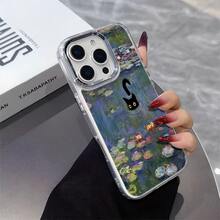 Un dibujo humorístico de un gato negro en un estanque de nenúfares. Dise?o de impresión,Protector Transparente de Alta Calidad para Celular - Funda Anti-Caídas de TPU para Multi-Modelos (OPPO, Redmi, , ) - Ideal para San Valentín y Halloween - transparente - Ver 7