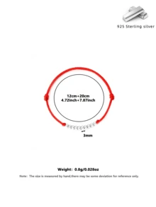 925 Silver Perfect Ten Lucky Bead Red Rope Bracelet Handwoven Couple Bracelet Multi-Holiday Gift Big Box - Red - View 9