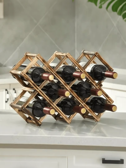 Wooden Foldable Wine Rack - Wooden Red Wine Rack, Wine Display Rack, Elegant Space-Saving Wine Bottle Storage Rack, Kitchen And Dining Room Decor