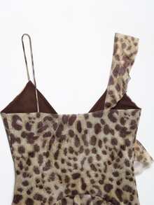 Mellowy New Spring/Summer Women's Layered Decorative Printed Chiffon Top - Animal Print - View 5