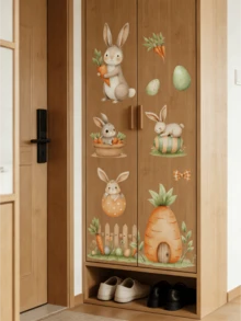 Oster-Hasen Wandaufkleber, warme Heimdekoration Aufkleber, Schlafzimmer Kopfteil und Wohnzimmer Hintergrund Wandverschönerung Heimdekoration PVC Aufkleber. Wandkunst, Raumdekoration. Wasserfeste, öl- und schmutzabweisende Vinyl-Aufkleber zur Verbesserung der Dekoration, geeignet für DIY-Heimdekoration in Küche, Bad, Wohnzimmer, Schlafzimmer, Kamin und anderen Bereichen - selbstklebend - Wandtattoos mit Osterhasen - Übersicht 6