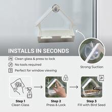 这款窗户式喂鸟器配有强力吸盘和排水孔，可安装在窗户上，适用于野生鸟类。开放式托盘方便盛放鸟食，双栖木设计，安装简便，易于添加鸟食和清洁。 - 均碼 - 查看 5