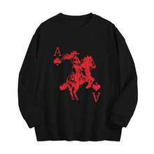 Cowgirl Thin Sweatshirt, Heart Crewneck, Playing Card, Ace Shirt, Retro Western Tops, Hearts Thin  Shirt, Valentines Day, Country Cowgirls, Rodeo Top - màu đen - Xem 1
