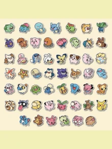 pokemon 53张热门宝可梦涂鸦贴纸，价格实惠，适用于剪贴簿、日记本、小龙、超梦包包、水杯、手机壳、电脑装饰等，防水，多场景适用，是馈赠佳品。 - 彩色 - 查看 6