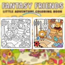 1本40页190克奇幻朋友成人涂色书 - 可爱宠物奇幻冒险+城堡宝藏插图，舒缓压力涂色疗法，情人节、女孩、婚礼、母亲节的理想礼物，厚纸，线条清晰，适合作为文具和学习用品。 - 幻想朋友 - 查看 9