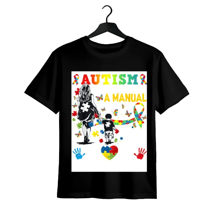 [100% Cotton] Mom Doesn't Come With a Manual Women awareness T-Shirt - Czarne - Zobacz 1