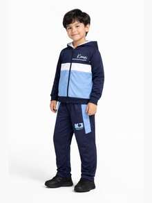 Boys' 2-Piece Set: Hooded Jacket + Pants. Casual Sporty Winter Style With Comfortable Fit In Black, Green, And White For Everyday Wear And Leisure. - Màu xanh hải quân - Xem 5