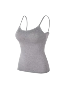 3-Pack Women's Built-In Bra Cami Tops - Seamless Longline, Soft Stretchy Fabric - Perfect For Layering & Daily Wear, Strapless Multi-Functional, Smooth All-Season, Simple Breathable Wardrobe Essential - Bộ 3 món: Đen + Trắng + Xám - Xem 9