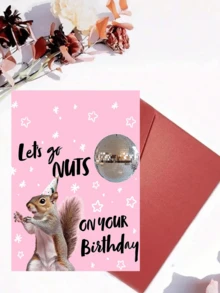 1pc Creative & Funny Birthday Greeting Card - Innovative Design Card With Thick Card And Envelope, Cute Squirrel Theme Card To Light Up Your Birthday! Solid Color Design, Suitable As A Gag Gift For Friends, Siblings, Colleagues And Companions - Multi-colored Thickened Envelope Greeting Cards - View 5
