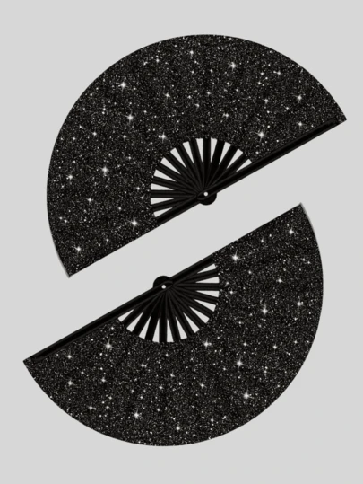 1pc Shiny Solid Color Extra Large Foldable Fan. Outdoor Travel Portable Hand Fan. Big Size Clapper Fan. Craft. Suitable For Carnival, Festivals, Halloween, Etc. - Perfect For Dancing, Disco Parties, Clowning, And Home Decor. Spring, Autumn, Summer Cooling