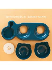 猫碗，双碗宠物喂食器，颈部保护自动饮水碗，防溢猫粮水碗，宠物用品 - 100ml - 查看 8