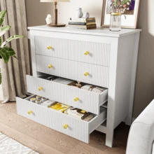 Side Cabinet, Locker With Special Door, Gold Handle, White - White - View 6