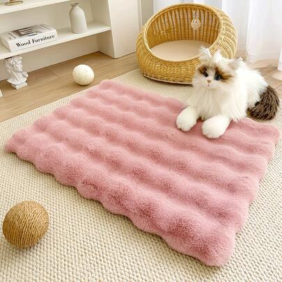 1pc Soft Plush Pet Bed Mat/Suitable For Cats And Dogs/Machine Washable Comfortable Warm Pad/ Easy Clean Cushion/Vanity Decorative Mat/Upgraded Thicker Material/Solid Color Small Size Decorative Foot Mat/Excellent Home Decor Item