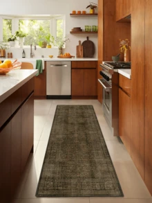 1pc Floor Mat/Rug (Rug, Carpet, Area Rug, Bath Mat, Bath Rug, Door Mat, Runners, Runner Rug), European Classic Bohemian - Classical Striped Floral - Long Striped Rug, Bathroom, Kitchen, Doorway, Entrance, Hallway, Bedside, Living Room, Bedroom, Etc.) + All-Season Soft Washable Rug, Home Decor - Multicolor - View 4