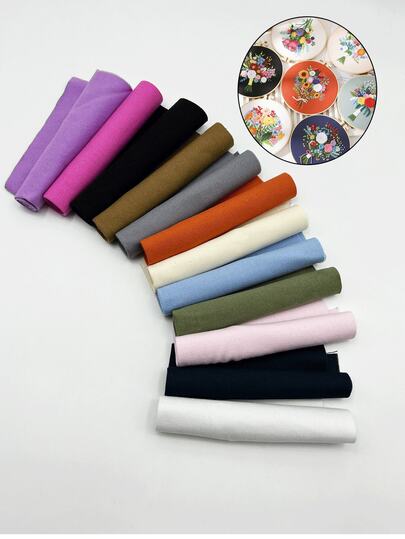 30x30cm Pre-Cut Embroidery Fabric, Soft Material, 12 Color Options - White, Beige, Pink, Black, Gray, Fuchsia, Navy, Army Green, Sky Blue, Purple, Orange, Khaki, For DIY Cross Stitch And Embroidery