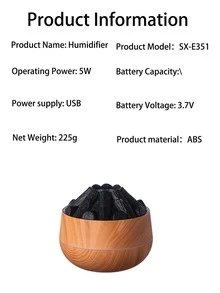 USB Carbon Fiber Humidifier With LED Night Light, Quiet Desktop Humidifier For Home & Office, ≤36V Batteryless, Modern Plastic - Multicolor - View 11