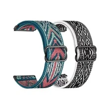 2条18mm/20mm/22mm快拆尼龙表带，兼容三星Galaxy Watch 7/4/5/6 40mm/44mm/6 Classic 43mm/47mm/Active 2/Gear S3 Classic；弹性尼龙表带，适用于华为Watch GT5/GT4 41mm/46mm/GT2/GT 3 42mm/46mm/Watch 4 Pro/GT 5 Pro；可调节弹性尼龙腕带，兼容 49mm/46mm/45mm/44mm/42mm/41mm/40mm/38mm系列Ultra3/2/1系列11/10/9/8/7/6/5/4/3/2/1/SE，男女通用 - 綠粉箭頭+白民族風 - 查看 11