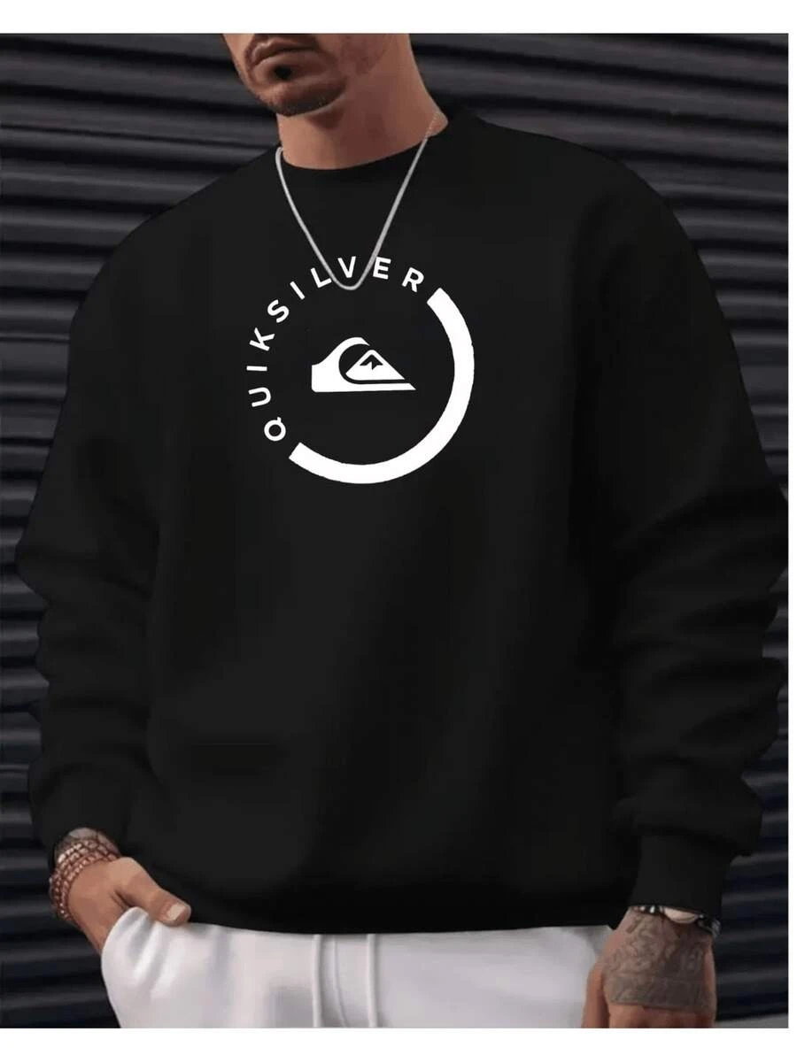 Men's Sweatshirt, Sweater Style, 100% Premium Cotton, Stylish - 黑色 - 查看 1