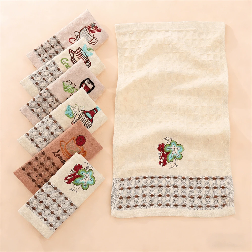 Embroidered Waffle Towels, Cups Accessories - Multicolor - View 1