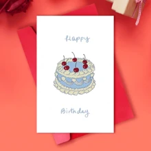 1张复古蓝粉樱桃蛋糕生日贺卡，生日祝福，庆祝生日的复古生日贺卡，以樱桃粉色蛋糕为特色，非常适合送给朋友、爱人和家人。 - 均碼 - 查看 8