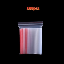 100入組/袋不同尺寸加厚透明拉鍊袋,紅邊裝飾,由 Pe 製成,可重複使用的密封袋,非常適合零食、種子、珠寶、服裝配件包裝 - 無色 - 查看 19