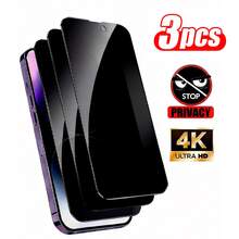 3pcs 9H Hardness Full Screen Tempered Glass Screen Protector, Anti-Spy Anti-Explosion, Compatible With IPhone 17/Air/17 Pro/17 Pro Max/16 Pro Max/15 Pro Max/14 Pro Max/13/12/11Pro Max/7/8/Se2/X/Xs/Xr/Xs Max, Suitable With Phone Cases - Black - View 24