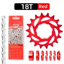 VXM Mountain Road Slope Bike HG Cassette Flywheel Chain Set, Aluminum Alloy 16T/18T Single Speed Bicycle Parts - Multicolor - View 16