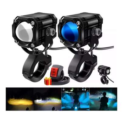 2 Faros Luces Led Auxiliares 4 Modos Lupa Para Moto