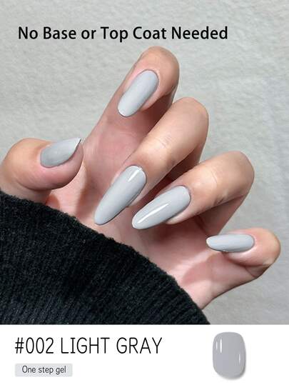 15مل لك رمادي فاتح 3 في 1 طلاء جل خطوة واحدة بألوان حلوى نقية وحلوة - لا يحتاج طبقة أساس أو طبقة علوية، يتم تصليبه بأشعة فوق البنفسجية/LED، قوة صالون احترافية ومرنة، مثالي لعيد الحب والأظافر في الصالون