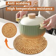 1 pieza Posavasos de bambú tejido a mano, resistente al agua y lavable, tapete para té para la cocina, decoración de mesa de comedor, apto para uso en interiores y exteriores - Granate - Ver 7