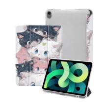 Kawaii Stacked Cats Art IPad Case Auto Wake Sleep Tri-Fold Stand Shockproof With Pen Holder For IPad 10/Air 5/11 M3/Pro 11 - Multicolor - View 5