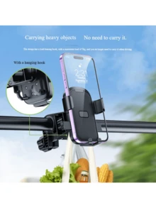 Adjustable Cell Phone Handlebar Mounts 1pc Bicycle/Motorcycle Phone Navigation Holder, Delivery Rider Phone Bracket, Automatic Lock Electric Bike Riding Holder Valentine's Day Gift - Multicolor - View 3