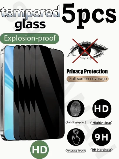 5 Packs Frosted Privacy Tempered Glass Screen Protectors, Compatible With Apple Devices. Full Screen Protection Against Drops, Privacy, Fingerprints, And Dust. Easy-To-Apply With Zero Bubbles. Suitable As A Gift. Streamlined Design, Smooth Surface, Durable Film, Scratch-Resistant, Bubble-Free Installation. Ideal For IPhone Users. Perfect For Birthdays, Easter, Christmas, Family, Friends, Boys, And Girlfriends.