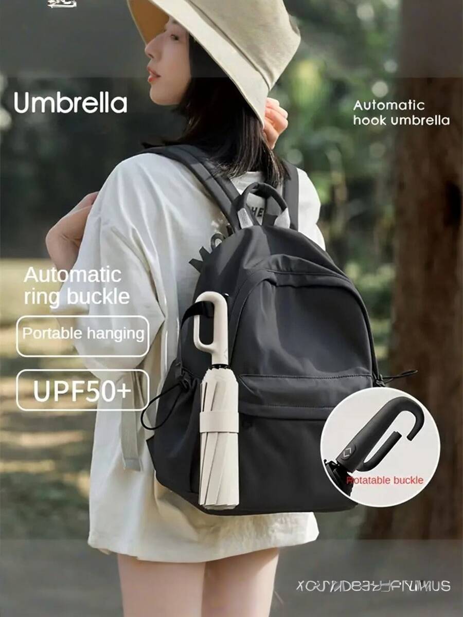 Automatic Folding Umbrella, Thickened 8-Rib Frame, Black Rubber UV Protection - Multicolor - View 1