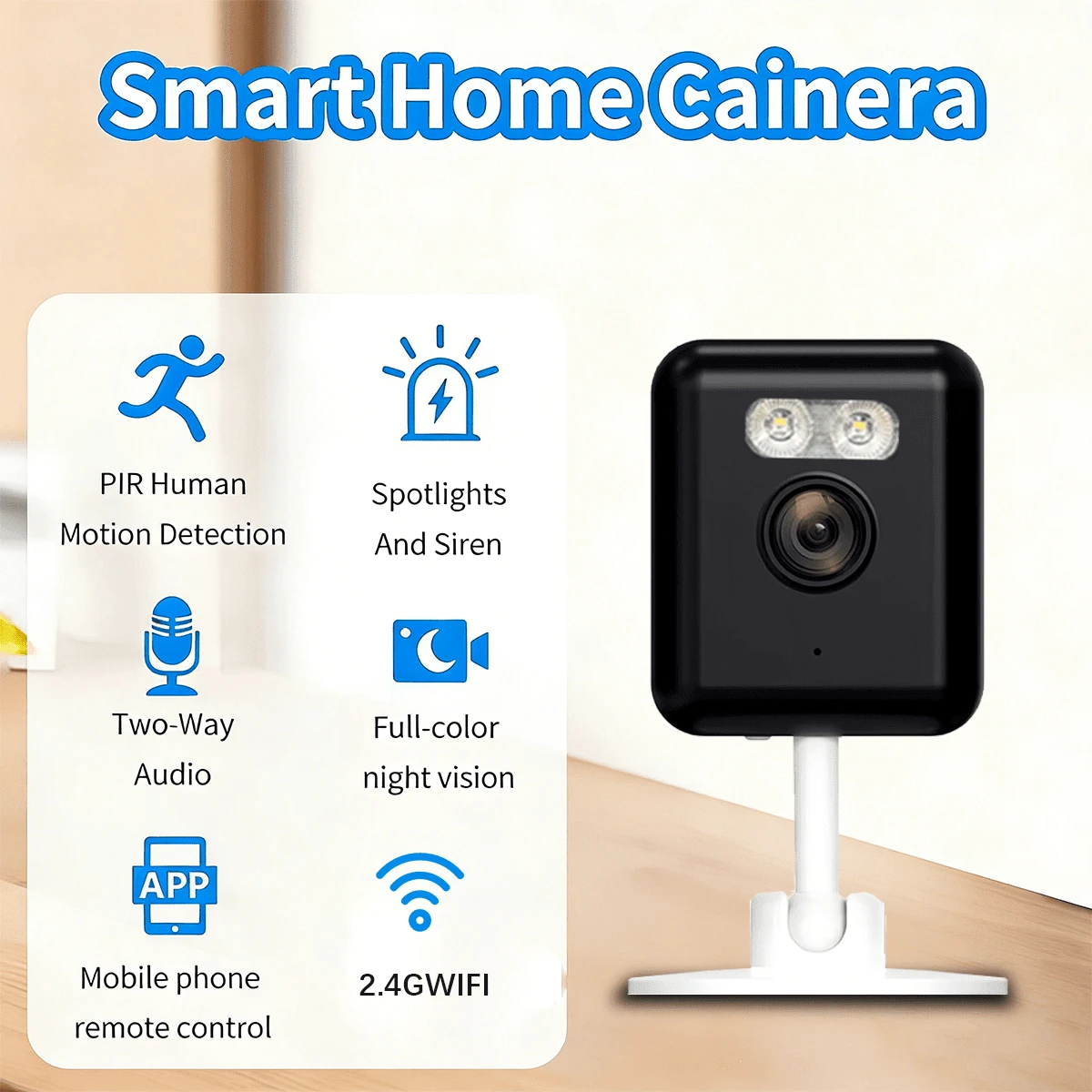 Cámara de inalámbrica WiFi Full HD 1080P, cámara para el hogar con visión nocturna a todo color, audio bidireccional, detección de movimiento, punto de acceso incorporado, adecuada para monitoreo de ancianos y mascotas - Multicolor - Ver 1