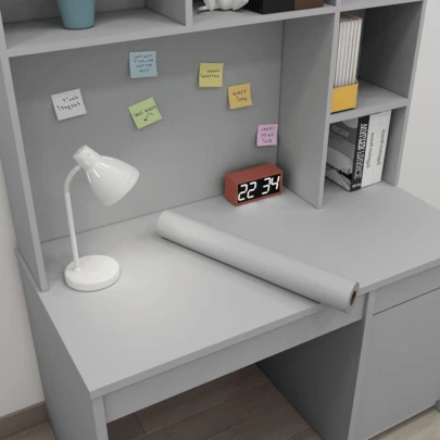 1 Roll Grey Self-Adhesive Wallpaper, PVC Peel And Stick Wallpaper, Thick Waterproof, Easy To Apply And Remove, Suitable For Bedroom, Living Room, Ceiling, Countertop, Cabinet, Furniture And Home Renovation, Easy To Cut And Install