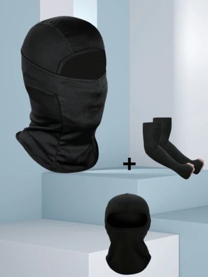 Unisex Outdoor Windproof Face Mask Helmet, Motorcycle Riding Full Face Sun Protection Helmet, Unisex Anti-UV Arm Sleeves