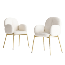 Dining Chairs, Lounge Chairs, Banquet Chairs, Gold-Yellow Legs, Beige, Dimensions: W 55 Cm X D 64.5 Cm X H 88 Cm (2 Chairs) - Beige - View 7
