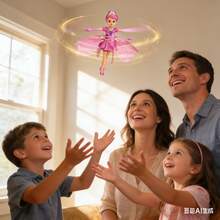hazsenty Remote Control Flying Doll Hand Gesture Sensing Flying Device Dancing Robot Princess With Crystal Wings 360 ° Free Rotating Robot Toy - Pink - View 7