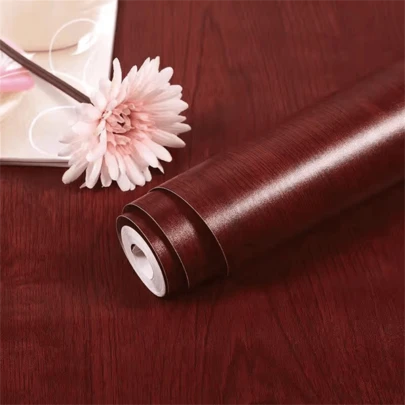 1 Roll Wood Grain Self-Adhesive Contact Paper, Removable Vinyl Wallpaper With Brick & Wood Style, Suitable For Home Decor, Room Decoration, Countertop, Cabinet, Furniture, Wall Decoration, Random Pattern Matching